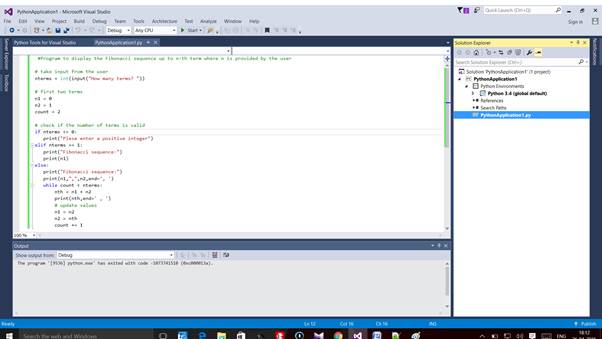 Fibonacci Sequence The Python Way In Visual Studio