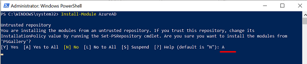azure active directory in Powershell
