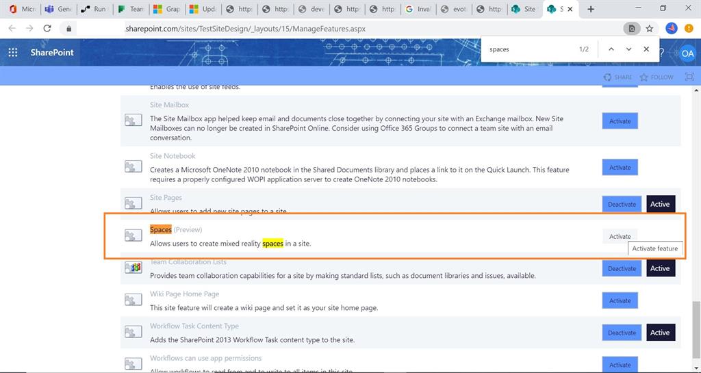 new space in sharepoint