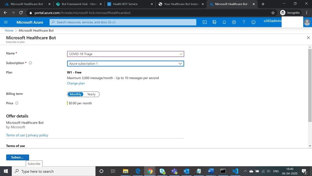 COVID-19 Triage BoT Development And Deployment