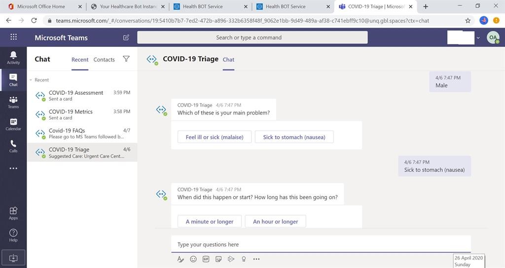 COVID-19 Triage BoT Development And Deployment