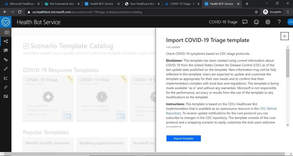 COVID-19 Triage BoT Development And Deployment