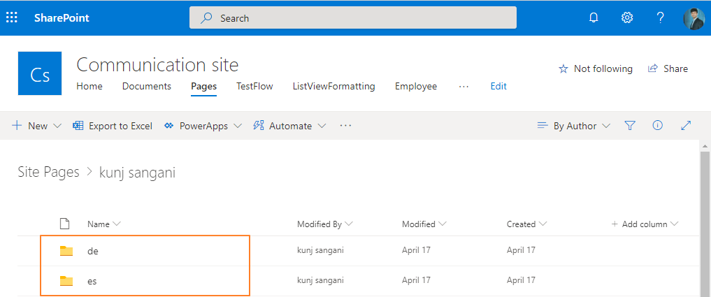 Create Multilingual Communication Sites Pages SharePoint Online