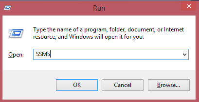 Start SQL Server Management Studio using Run command