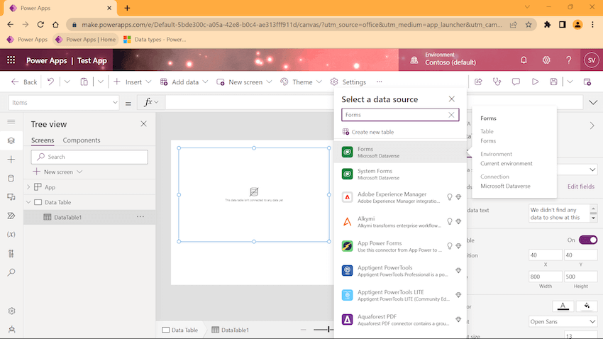 Power Apps - SortByColumns & Search using Data Table