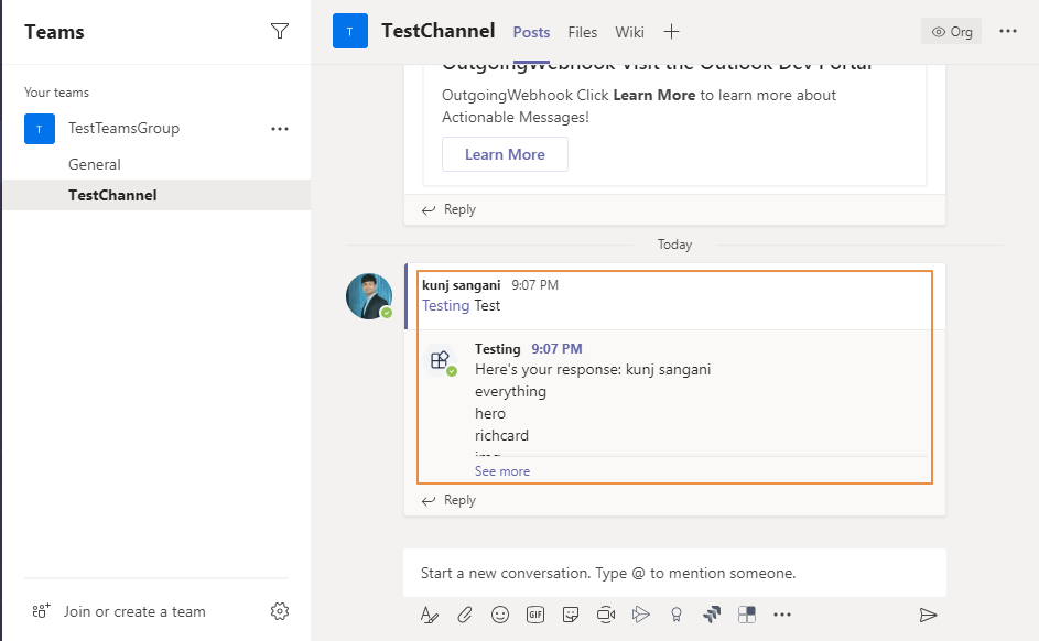 ms teams chat webhook