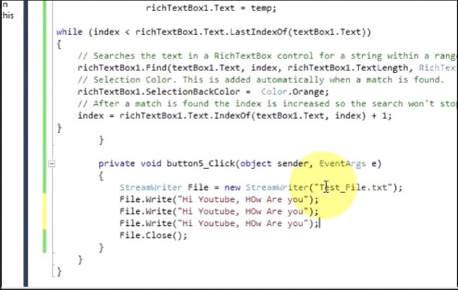 Create a Text File and Write in it in Window Application