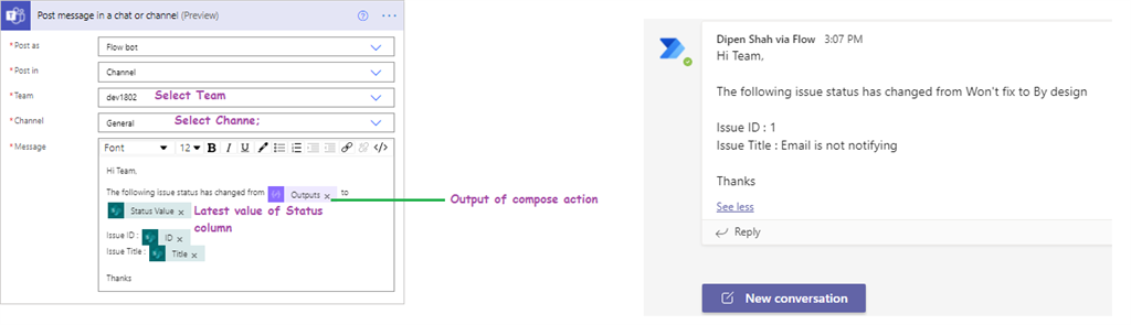 Notify Users In Teams For Modified Values Using Power Automate