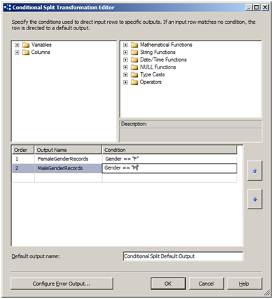 How to use Conditional Split in SSIS