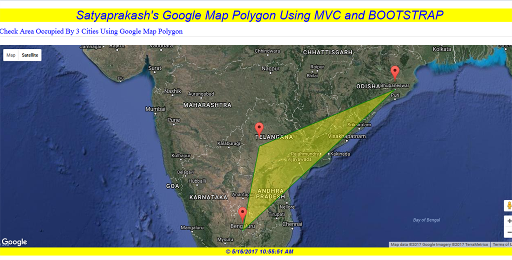 Google Maps Polygon With Animated Marker Using Bootstrap In