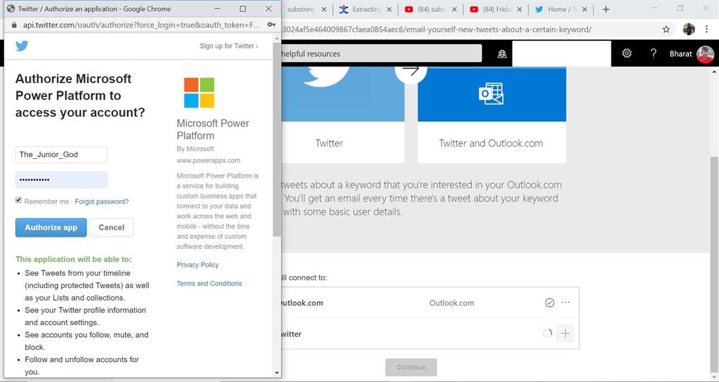 Simple Flow For A Twitter Tweet Notification To Outlook