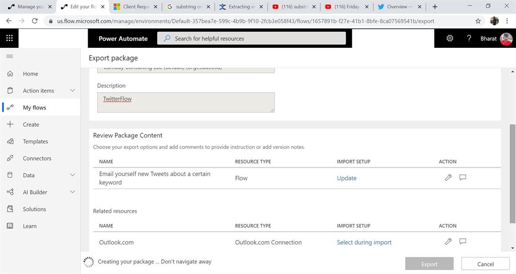 Simple Flow For A Twitter Tweet Notification To Outlook