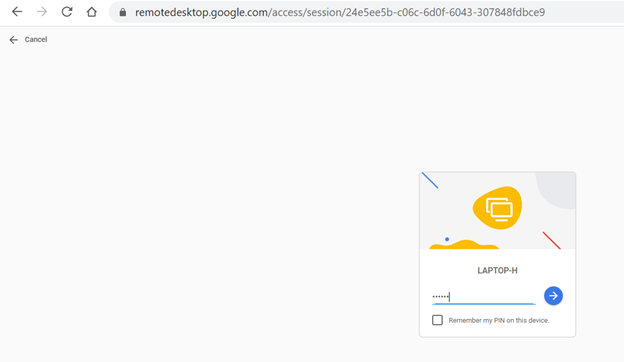 Remote desktop using chrome