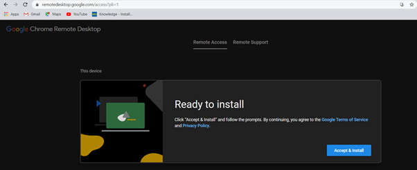 Remote desktop using chrome