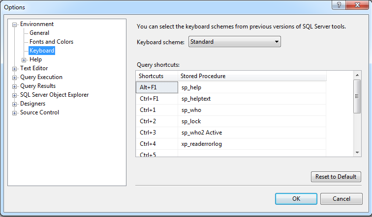 SQL Server Management Studio Keyboard Shortcuts
