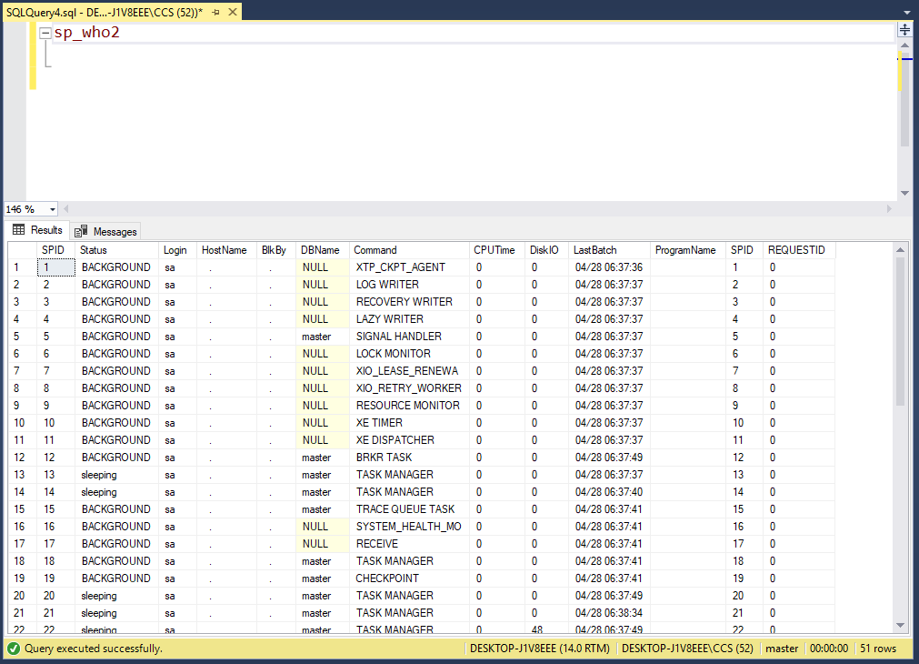 Difference Between sp_who And sp_who2