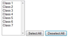 How we can select all list box and Deselect All list box using javascript