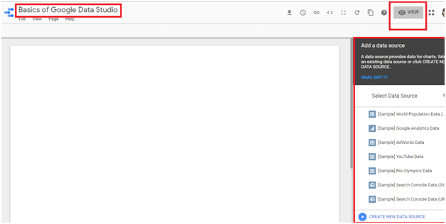 Quick Start with Google Data Studio