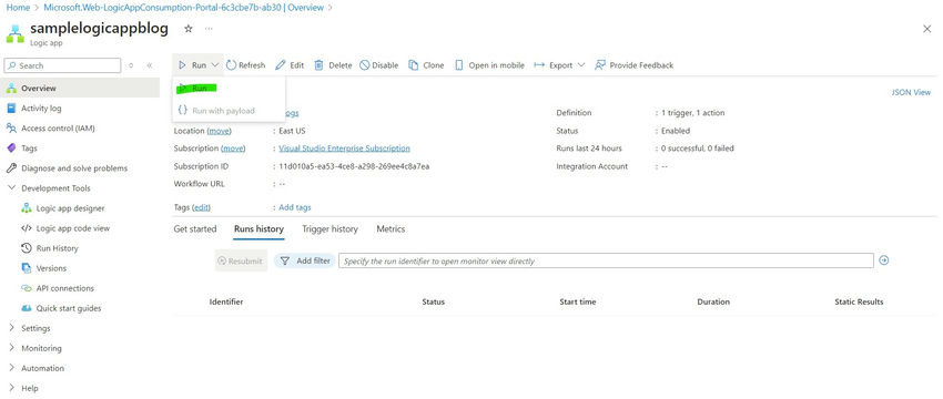 Logic App to Trigger Azure Data Factory Pipeline