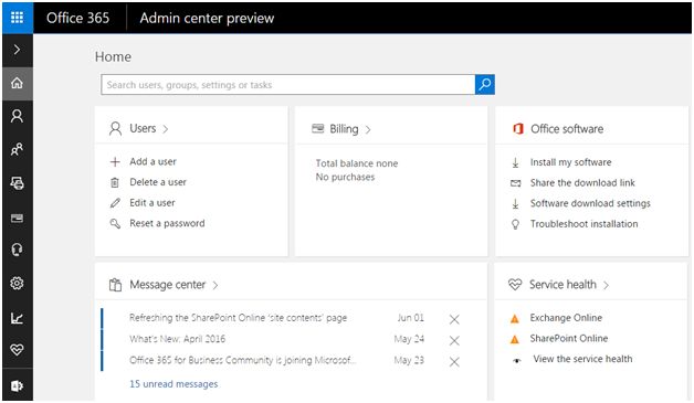 SharePoint admin center