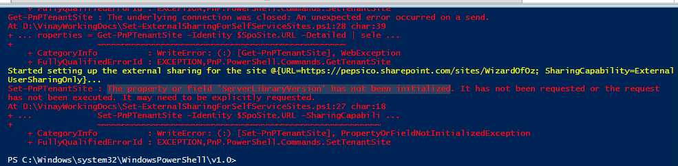 The Property Or Field 'ServerLibraryVersion' Has Not Been Initialized
