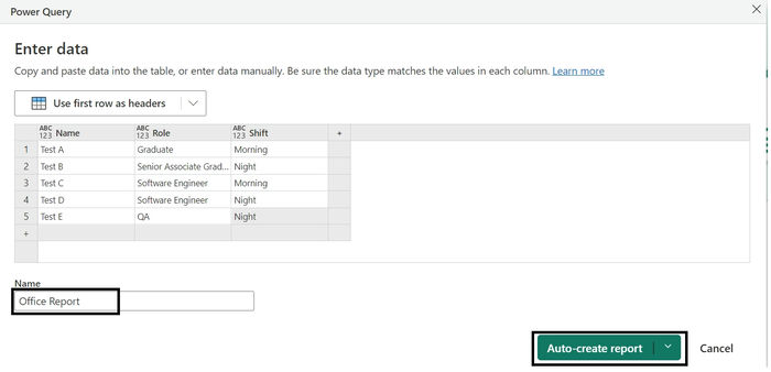Create Report Manually in Power BI