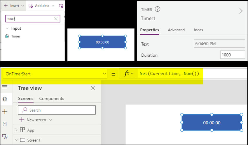Creation of clock in Power Apps
