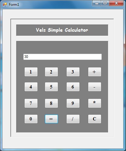 Simple Calculator using .NET Window Application
