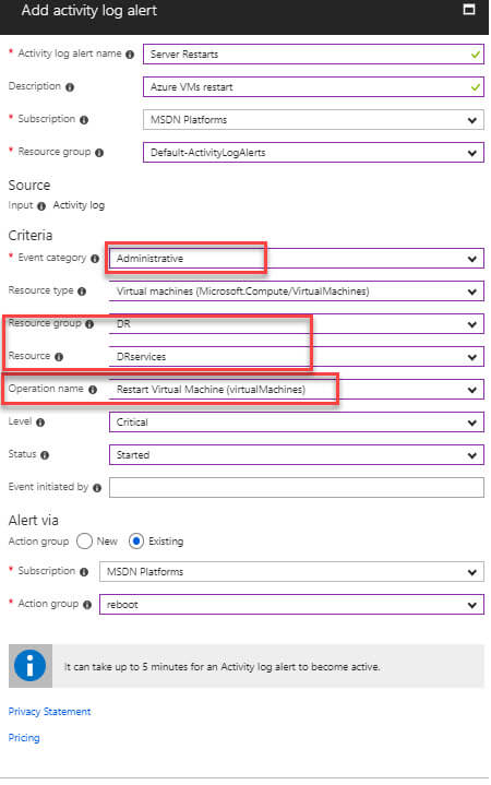 Azure Virtual Machine Alert Configuration