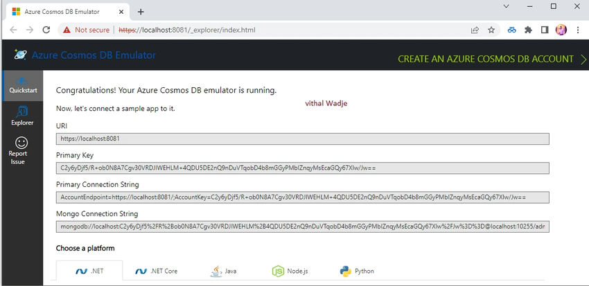 Azure Cosmos DB Locally