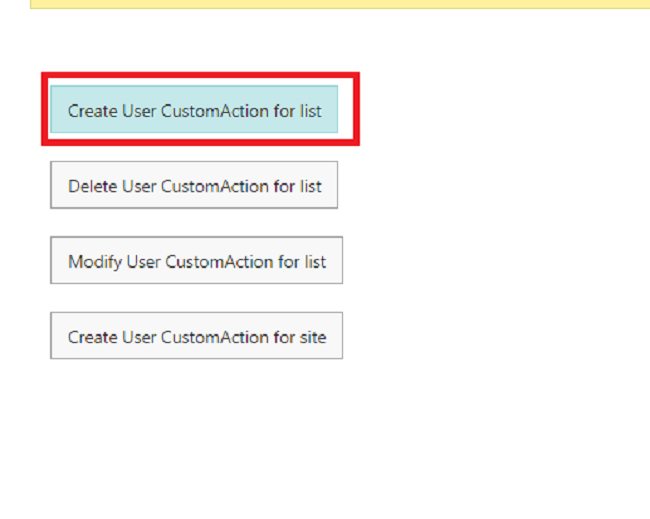 Add, Modify and Delete User custom action for list or library item