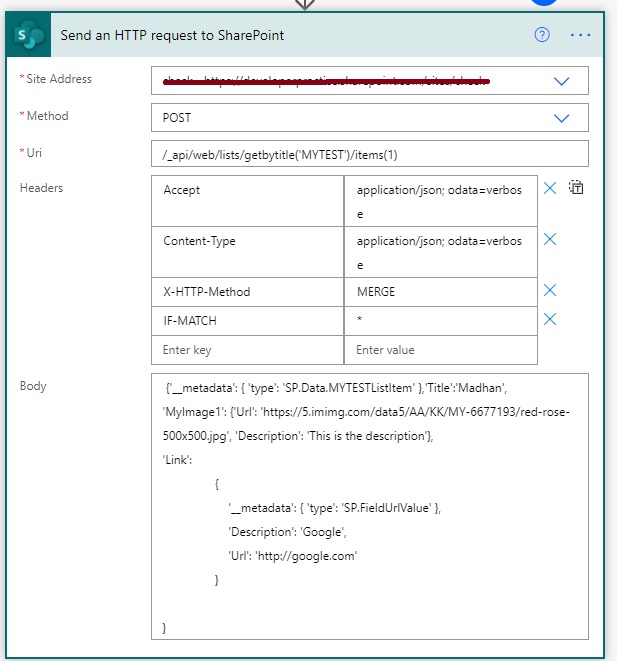 power automate update sharepoint list item using http request