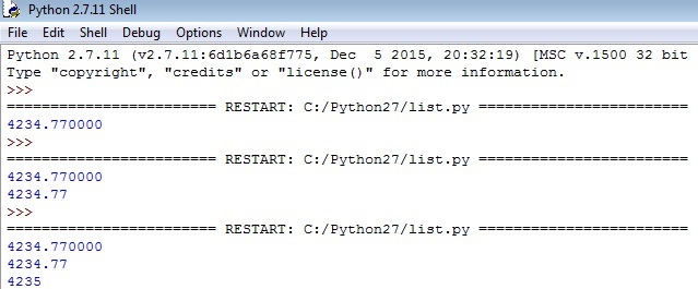 Printing Values In Python
