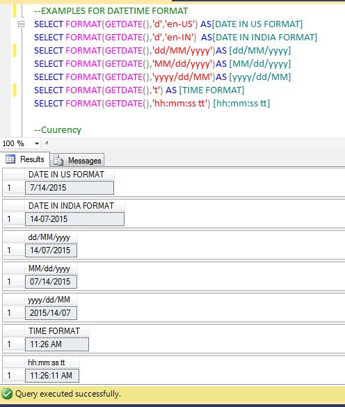 Format Function in SQL Server 2012