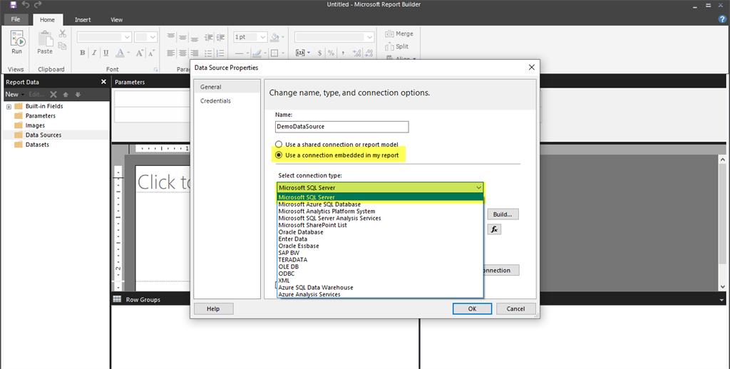 Build SSRS (RDL) Report From Microsoft Report Builder
