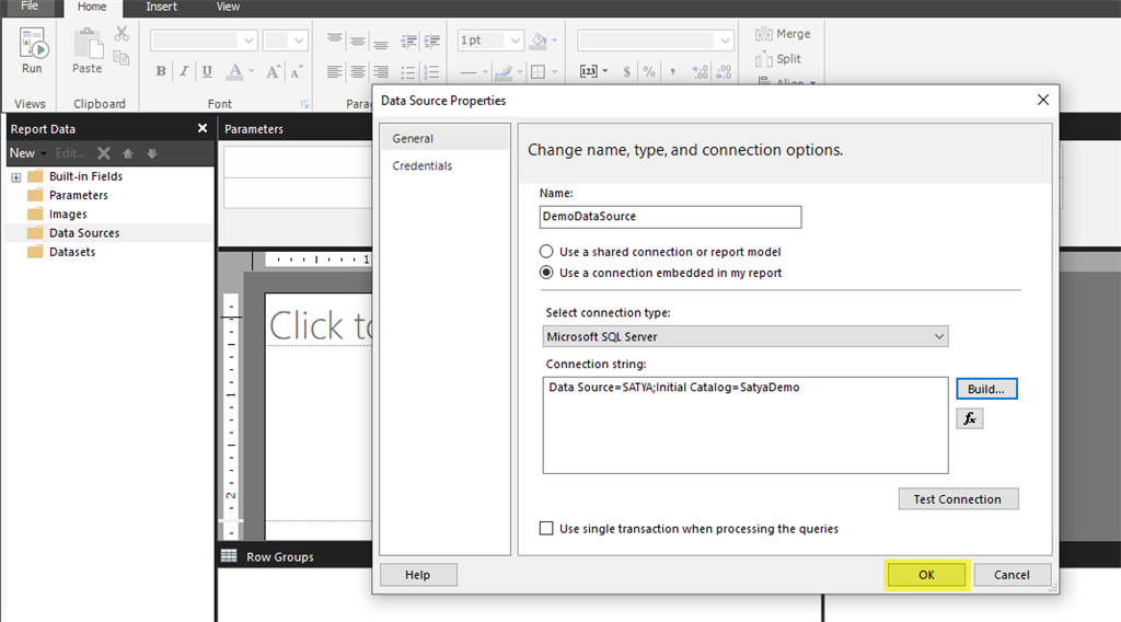 Build SSRS (RDL) Report From Microsoft Report Builder