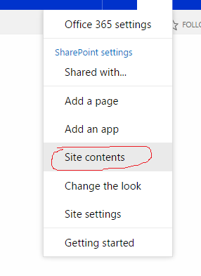 select site contents