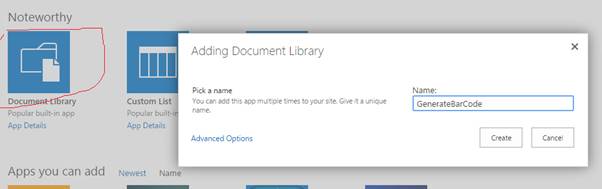 Document Library option