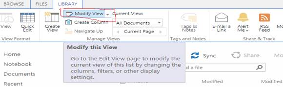 modify view option