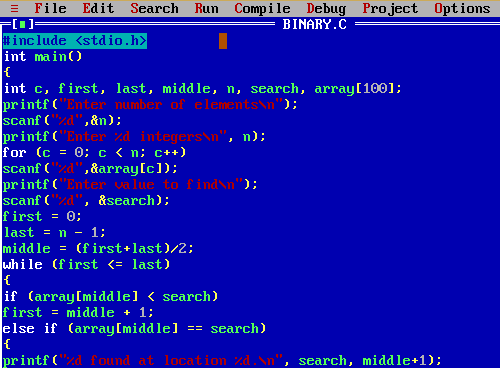Binary search in c programming