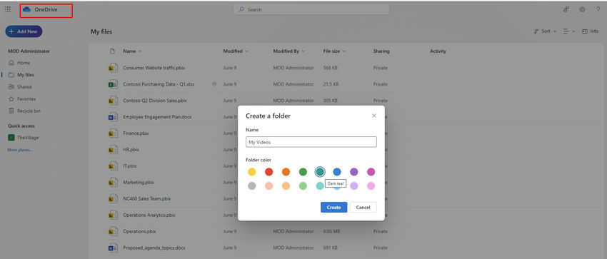SharePoint and OneDrive color coded folder