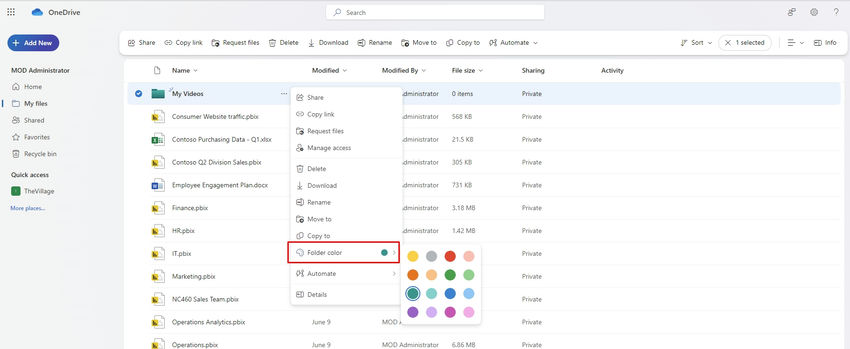 SharePoint and OneDrive color coded folder