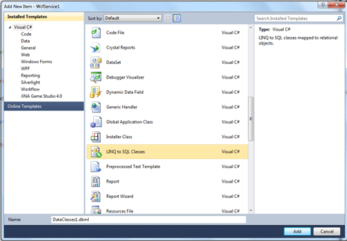 linq to sql class in windows phone 7