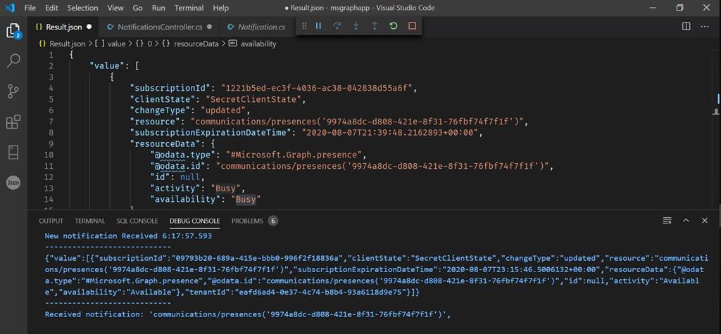 Webhook notification when Microsoft Teams presence changes using Graph API