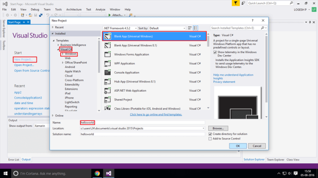 Create Hello World In Windows Universal App Create Hello World In Windows Universal App