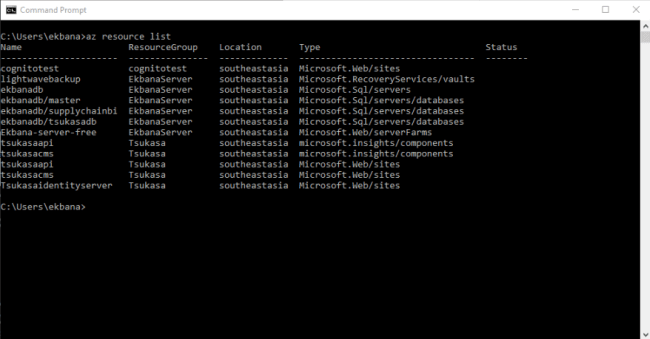 Azure CLI 2.0 Output Format