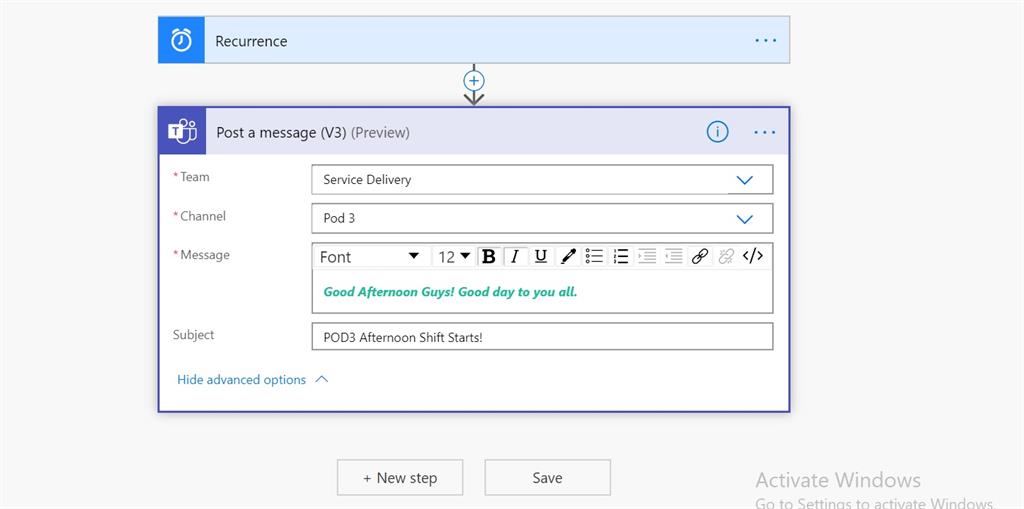 Scheduled Power Automate Flow To Send Shift Timings To All The Team