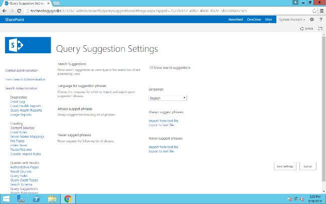 enable show search suggestions