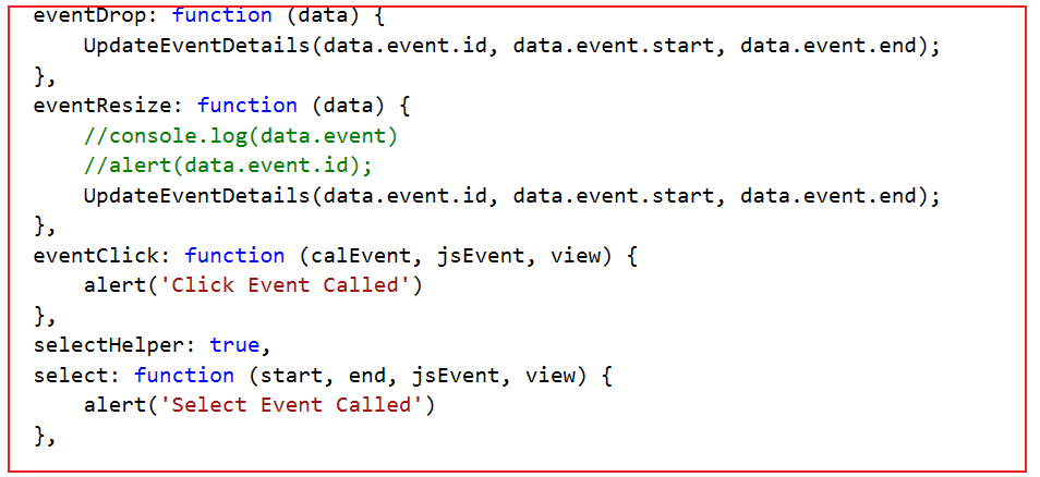 Full Calender integration in mvc