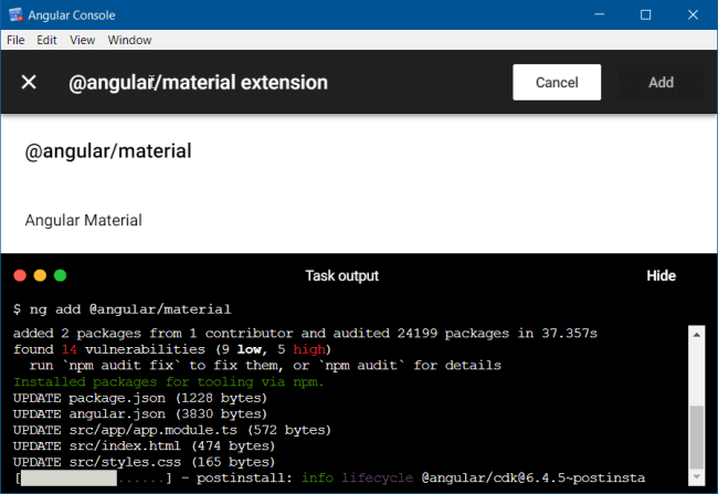 Angular Console UI For Developer